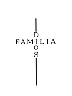 a cross with the words d'familia sos in black and white