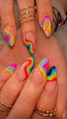 Rave Nails, Unghie Nail Art, Hippie Nails, Colorful Nail, Crazy Nails, Ideas Nails, Nails Simple, Festival Nails