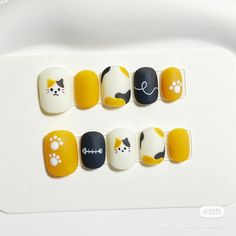 Animal Crossing Nails, Cat Nail Art Designs, Cat Nail Designs, Nails French Tips, Cat Nail Art, Gel Nails French, Cat Nail