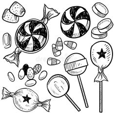 hand drawn lollipops and candies royalty illustration