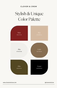 the color scheme for an interior design project with different shades and colors, including red, brown