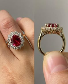 Garnet And Diamond Ring, Garnet Engagement Ring, Natural Ruby Ring, Rings Anniversary, Rings Promise, Vintage Rose Gold, Engagement Ring Diamond, Gold Ring Designs, Ruby Engagement Ring