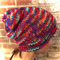 Yarn Bomb Beanie Versitile: Wear it Slouchy or With a Brim Color: Rainbow Brite 🌈⚡️️💫⚡️🌈 Handmade and Extra Everything! Unique, Warm, Cozy and Full of Color.  Stand Out in a Crowd. While Snowboarding, Skiing, or just casualy wearing your beanie out and about.  It's Perfect for A little splash of Color which can go a long way in making your day That Much Brighter and Full of Shyne.  I am a lover of stripes, colors, sparkles, plaids, tye dyes and everything in between ... As long as it makes me feel like Myself. There's nothing better then adding that depth of fresh color then a popping in the best of all ... Unique Hand Made Style.  My Yarn Bomb Beanies are perfect for those Brisk Spring, Chilly Fall, or down right Cold Winter days.  * Handwash and Lay Flat to Dry * 🌈Have a fantastic fa Multicolor Beanie For Outdoor, Multicolor One Size Beanie For Outdoor, Multicolor One-size Beanie For Outdoor, Casual Multicolor Beanie One Size, Multicolor One Size Fits Most Beanie, Casual Multicolor Knitting Pattern For Winter, Multicolor Beanie Cap, One Size Fits Most, Multicolor Beanie Cap One Size Fits Most, Multicolor Yarn Beanie Cap