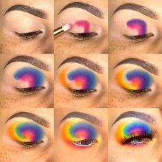 January Eyeshadow Looks, Easter Eyeshadow Looks, Groovy Makeup, Makeup Ideas Colorful, Derby Makeup, Eyeshadow Makeup Looks, Eyeshadow Art, Pride Ideas, Make Up Kits