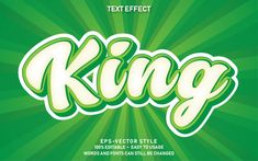 the word king written in green and white