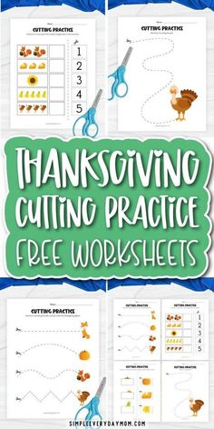 thanksgiving cutting practice worksheets for kids