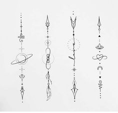 an assortment of tattoo designs on a white paper with the word love written in black ink