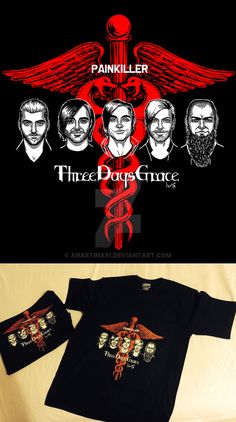 the three doctors t - shirt design is shown in red and black, with two men's heads on it