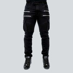 Straight Leg Bottoms With Button Zip Fly For Streetwear, Biker Style Denim Straight Leg Bottoms, Fitted Streetwear Bottoms With Button Zip Fly, Fitted Bottoms With Zipper Closure For Streetwear, Streetwear Straight Leg Pants With Button Zip Fly, Biker Style Straight Leg Jeans For Streetwear, Straight Leg Streetwear Pants With Button Zip Fly, Biker Denim Bottoms For Streetwear, Streetwear Cotton Bottoms With Button Zip Fly