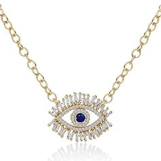 Buy MINUTIAE Cubic Zirconia Crystal Diamonds Evil Eye Pendant Brass Alloy Chain Necklace for Women and Girls - Gold Plated with Blue Stone | Stylish Design with Extendable Chain | Symbolize Protection at Amazon.in Blue Stone Pendant, Diamond Evil Eye, Protection Necklace