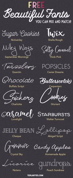 a blackboard with different types of food and drinks on it, all in different font styles