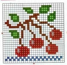 a cross stitch pattern with an apple tree