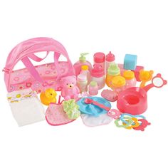 a pink play set with toys and accessories