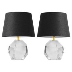 pair of crystal lamps with black shade