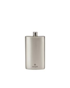 a stainless steel flask is shown on a white background