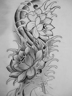 a tattoo design with flowers on it