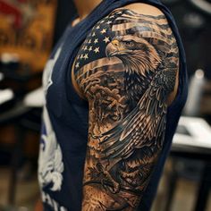 a man with an eagle tattoo on his arm