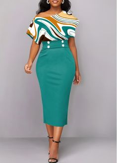 Color:Turquoise;Size:S;Size:M;Size:L;Size:XL;Size:XXL;Package Contents:1 X Dress;Occasion:Other;Style:Casual; Turquoise Outfits For Women, Turquoise Clothes, Turquoise Shorts, Classy Wear, Turquoise Fashion, Led Dress, Casual Wear Women, African Fashion Women Clothing, Short Sleeve Bodycon Dress