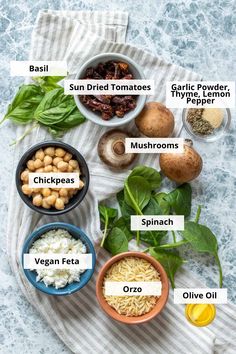 the ingredients for this recipe include spinach, sun dried tomatoes, chick peas, garlic and other vegetables