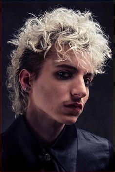 Villain Hairstyles, Undercut With Bangs, Punk Curly Hair, Curly Punk Hair, Punk Hair Men, Hairstyles Guys, Guys Hairstyles, Modern Mullet Haircut, Hairstyle For Curly Hair