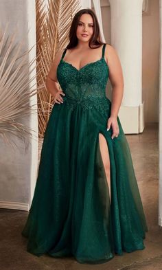 Celebrate your special evening in this plus-size long prom ball gown that is as beautiful as it is feminine. With gleaming embroidered floral designs from the sweetheart neckline to the waist, this plus-size long a-line evening gown gets a sexy upgrade with a sheer waist that wraps around to the lace-up corset-style back. The gorgeous plus-size formal dress has a fully-lined long skirt with a shimmery sheer overlay that flows to the floor in an a-line shape for a figure-flattering look at prom, Cinderella Divine, Prom Ball Gown, Tulle Ball Gown, Prom Dress Shopping, Sophisticated Dress, Gown Prom, Tulle Gown, Romantic Lace, A Line Gown