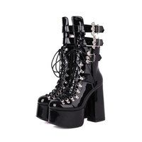 Street Punk Rock Gothic Cosplay Motorcycle · KoKo Fashion · Online Store Powered by Storenvy Boots Gefüttert, Gothic Party, Modern Boots, Platform Wedges Shoes, Dr Shoes, Black Platform Boots, Mid Boots, Mode Kpop, Black Platform