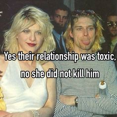 two people sitting next to each other with the caption yes their relationship was toxic, no she did not kill him