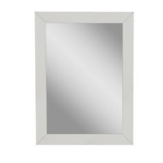 a white framed mirror on a wall