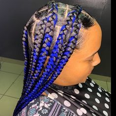 Blue Knotless, Latest Braids Hairstyles, Latest Braids, Peekaboo Braids, Blue Box Braids, Trendy Braids, Jumbo Knotless, Large Box Braids, New Year Hairstyle