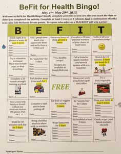 Tops Program Ideas, Health Challenges For Work, Wellness Bingo Ideas, Healthy Habits Bingo, Health Events Ideas, Wellness Bingo Free Printable, Work Health Challenge Ideas, Wellness Fair Booth Ideas