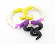 Nonbinary Earrings Tentacle Earrings LGBT Celebrating Pride Fake Gauge Earrings Asexual Octopus Costume Goth Fake Plugs Tapers Body Jewelry Fake Earrings Goth, Make Polymer Fake Gauge Earring, Cheap Novelty Plug Earrings, Acexual Earrings, Pastel Goth Earrings, Octopus Costume, Kpop Earrings, Fake Gauge Earrings, Gauge Earrings