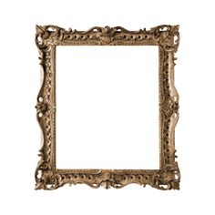 an ornate gold frame on a white background