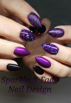 Purple Manicure, Faded Nails, Stiletto Nails Short, Purple Nail Designs, Stiletto Nails Designs, Super Nails, Sparkle Nails, Ideas Nails