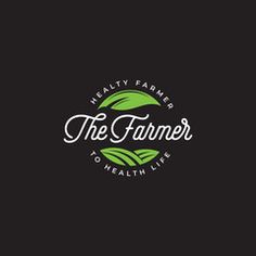 the farmer to health life logo design with green leaves on black background - stock photo