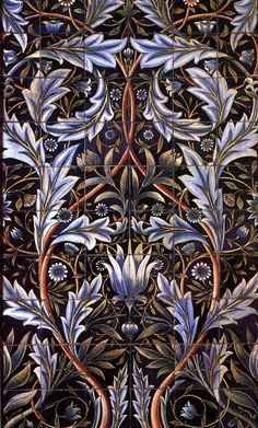 an intricately designed wallpaper with flowers and leaves