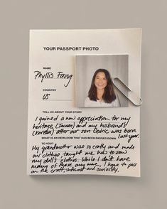 a passport photo is attached to a piece of paper