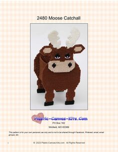 a brown and white cow with antlers on it's head is featured in this crochet pattern