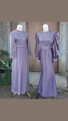 Dress Kondangan Simple, Simple Bridesmaid Dresses, Dress Muslim, Hijab Fashion, Victorian Dress, Dresses With Sleeves, Long Sleeve Dress