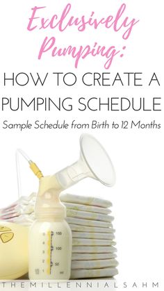 a baby bottle with the words how to create a pumping schedule in front of it