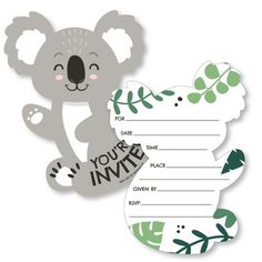 a koala bear with leaves on it's back is next to an invoice