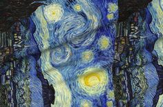 the starry night painting is on display