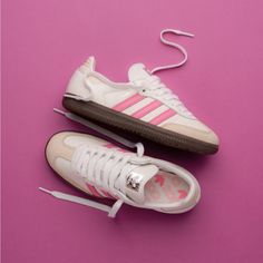 New With Box 100% Authentic Colored Sambas, Pink Sambas, Pink Adidas Shoes, Adidas Samba White, Japan Outfits, Coquette Outfits, Nmd Sneakers, Adidas Shoes Originals, Minion Videos