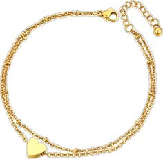 Gold Heart Anklets, Dainty Adjustable Anklets For Valentine's Day, Dainty Heart-shaped Anklet As Gift, Dainty Heart-shaped Anklet For Gift, Adjustable Anklets For Valentine's Day Gift, Trendy Heart Shaped Anklets For Gift, Trendy Heart-shaped Anklets For Gifts, Trendy Valentine's Day Gift Anklets, Heart Ankle Bracelet