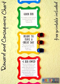 three colorful magnets are attached to a bulletin board that says good job, ready to have a great day