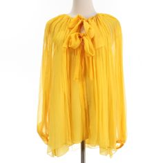 * Sleeve: ~25 * Length: 29 * Pit To Pit: ~18.5 * Waist: ~19 Yellow Color, Silk Blouse, Chloe, Top Blouse, Womens Tops, Silk, Yellow, Long Sleeve, Color