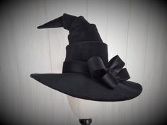 *For more styles, sizes, and designs, please visit our Website at:www.EvercrumblyandWitch.comBlack velveteen Witch Hat with black satin band, bow and a vintage knotted detail.Brim is approx. 5 (What we call our Sport brim!) and features a tall crumpled peak for extra drama!Handmade, one at a time b Witches Night Out, Jennifer Brown, Halloween Everyday, Witch Hats, Hat Base, Witch Costume, Weird Fashion, Witchy Vibes, Matte Satin