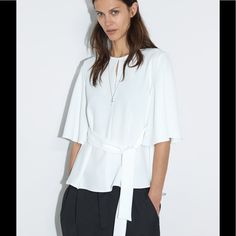 New With Tags Price Is Firm #Mm213 Modern Formal Spring Tops, Elegant White Tops For Work, Elegant White Tops For Workwear, Modern White Office Blouse, Modern Formal Blouse For Spring, Modern Formal Spring Blouse, Elegant White Blouse For Day Out, Elegant Short Sleeve Blouse For Brunch, Versatile White Blouse For Work