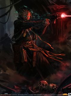 a character from the video game star wars holding a red light saber in his hand