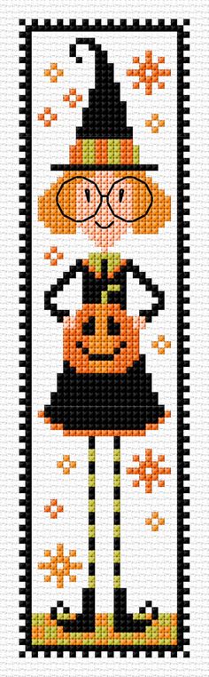 Willabella Witch, designed by Durene Jones, from the Durene Jones Cross Stitch Facebook Page. Cross Stitch Witch, Witch Cross Stitch, Cross Stitch Bookmarks, Cross Stitch Samplers, Cross Stitch Patterns Free