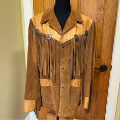 Good Used Condition Vintage Western Fringe Cowboy Shows Minor Wear Size 38 Fits Like A Womens L/Xl Western Jacket, Suede Fringe, Vintage Western, Mens Jackets, Jackets & Coats, Man Shop, How To Wear, Color